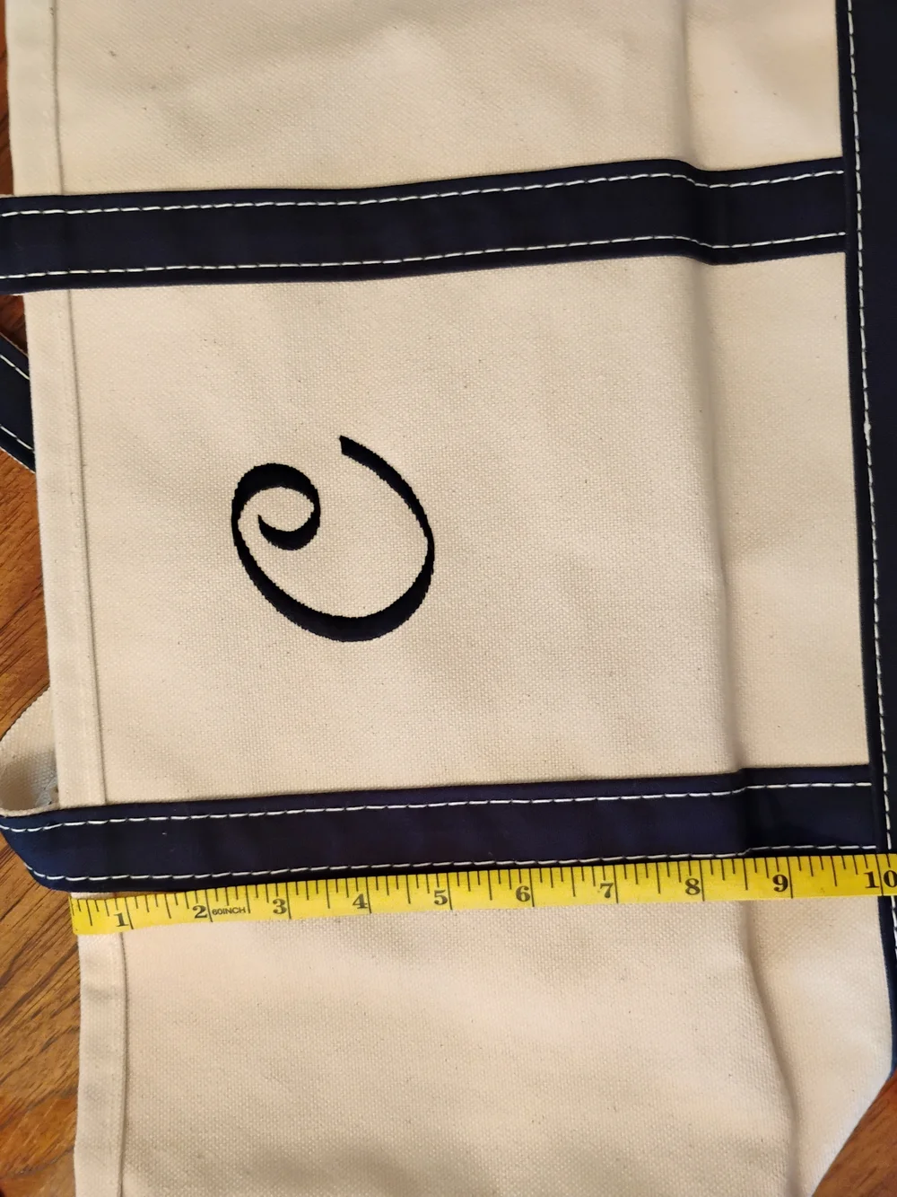 L.L. Bean Navy & Cream Boat and Tote Canvas Bag - Monogrammed C